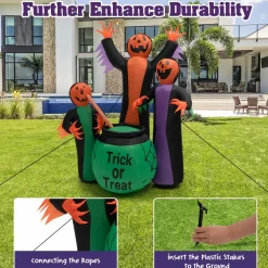 Tangkula 8 FT Inflatable Halloween Witches Holding Cauldron, Quick Blow up Halloween Sorceresses