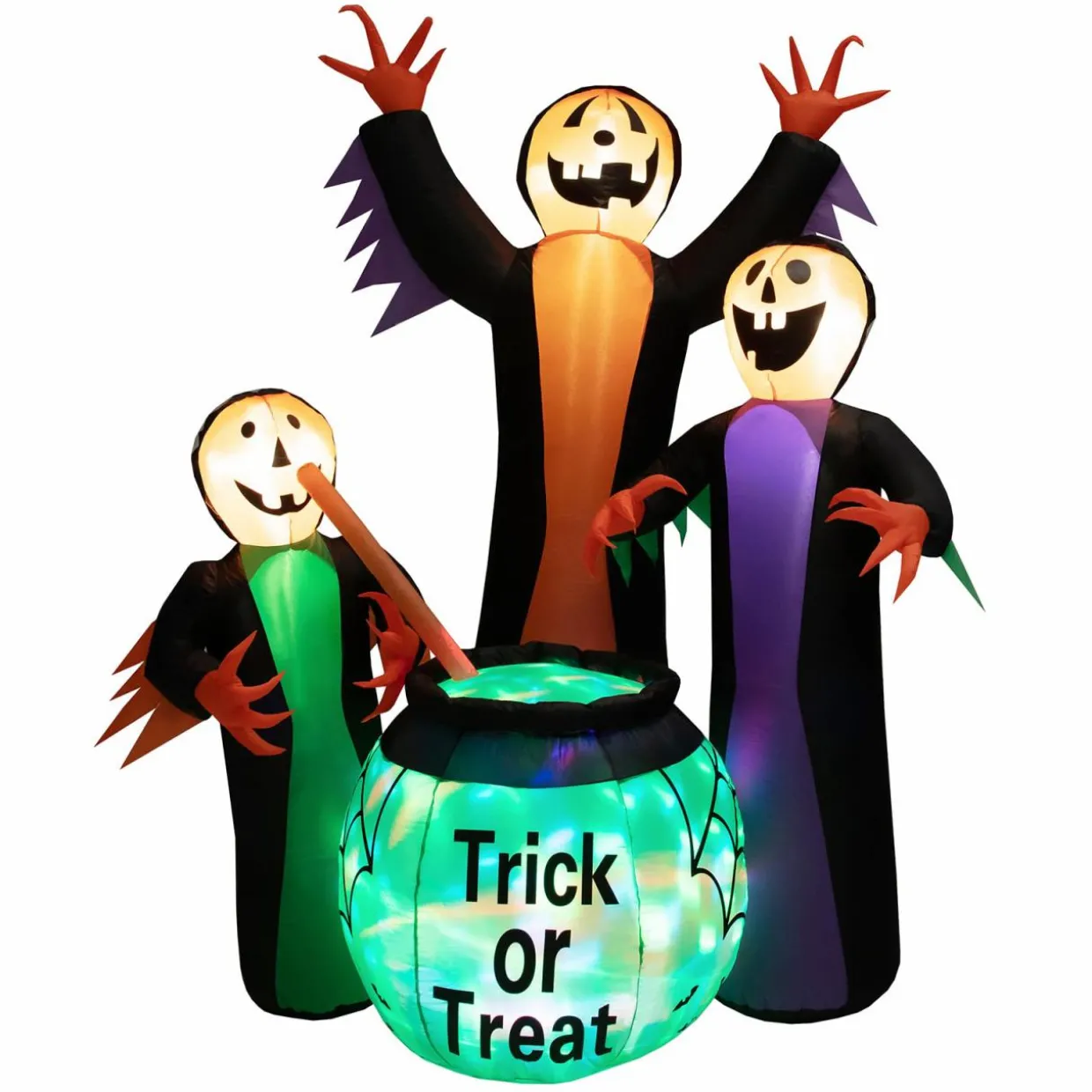 Tangkula 8 FT Inflatable Halloween Witches Holding Cauldron, Quick Blow up Halloween Sorceresses