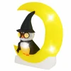 Tangkula 5.1 FT Inflatable Owl on Moon, LED Lighted Halloween Decoration with Large Moon & Wizard Owl
