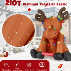 Tangkula 8.5 FT Large Christmas Inflatable Reindeer, Xmas Blow Up Holiday Yard Decoration with 24 LED String Lights