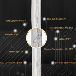 Tangkula 100 FT LED Rope Lights, Waterproof & Cuttable LED Strip Rope Lights