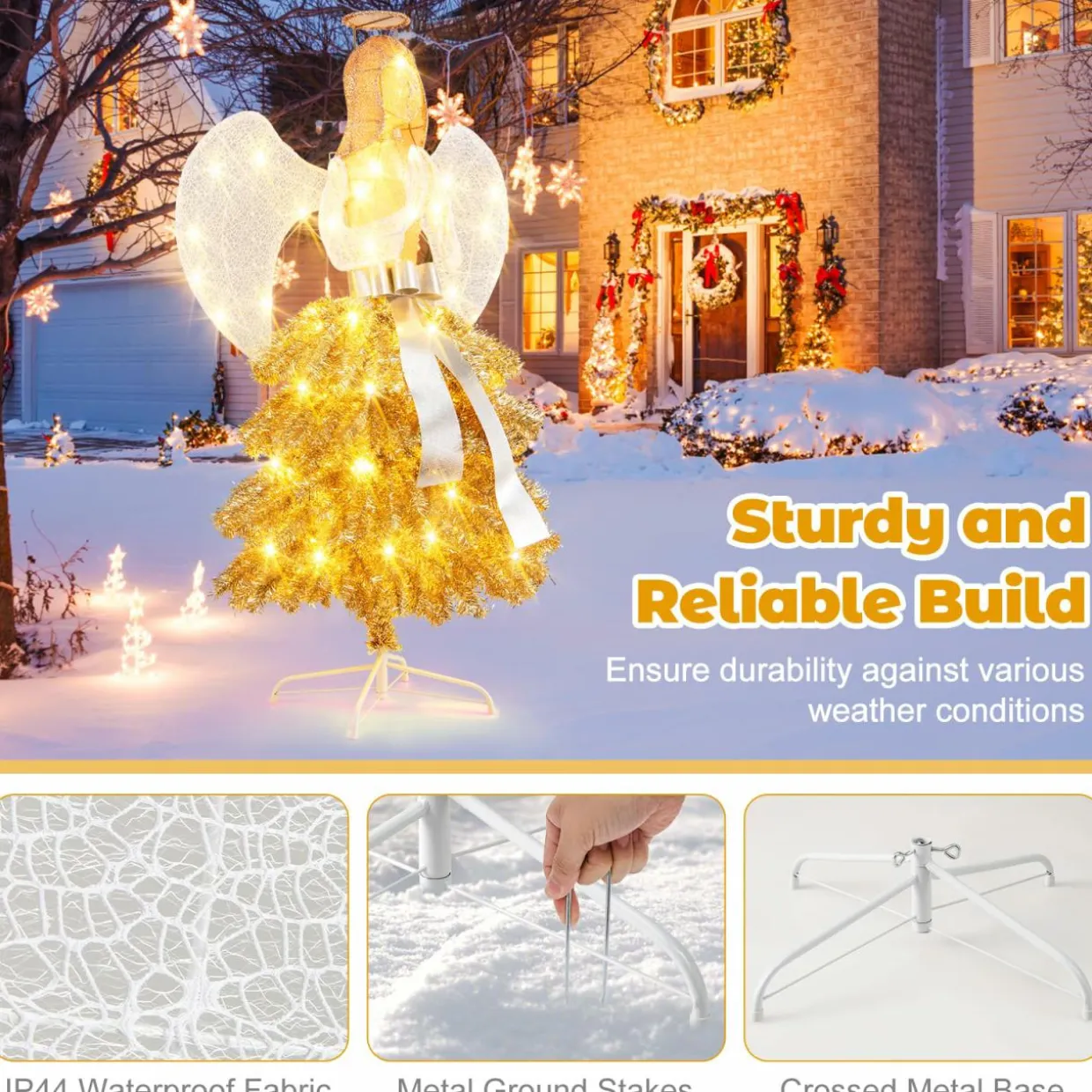 Tangkula 5.2 FT Lighted Angel with Christmas Tree Skirt