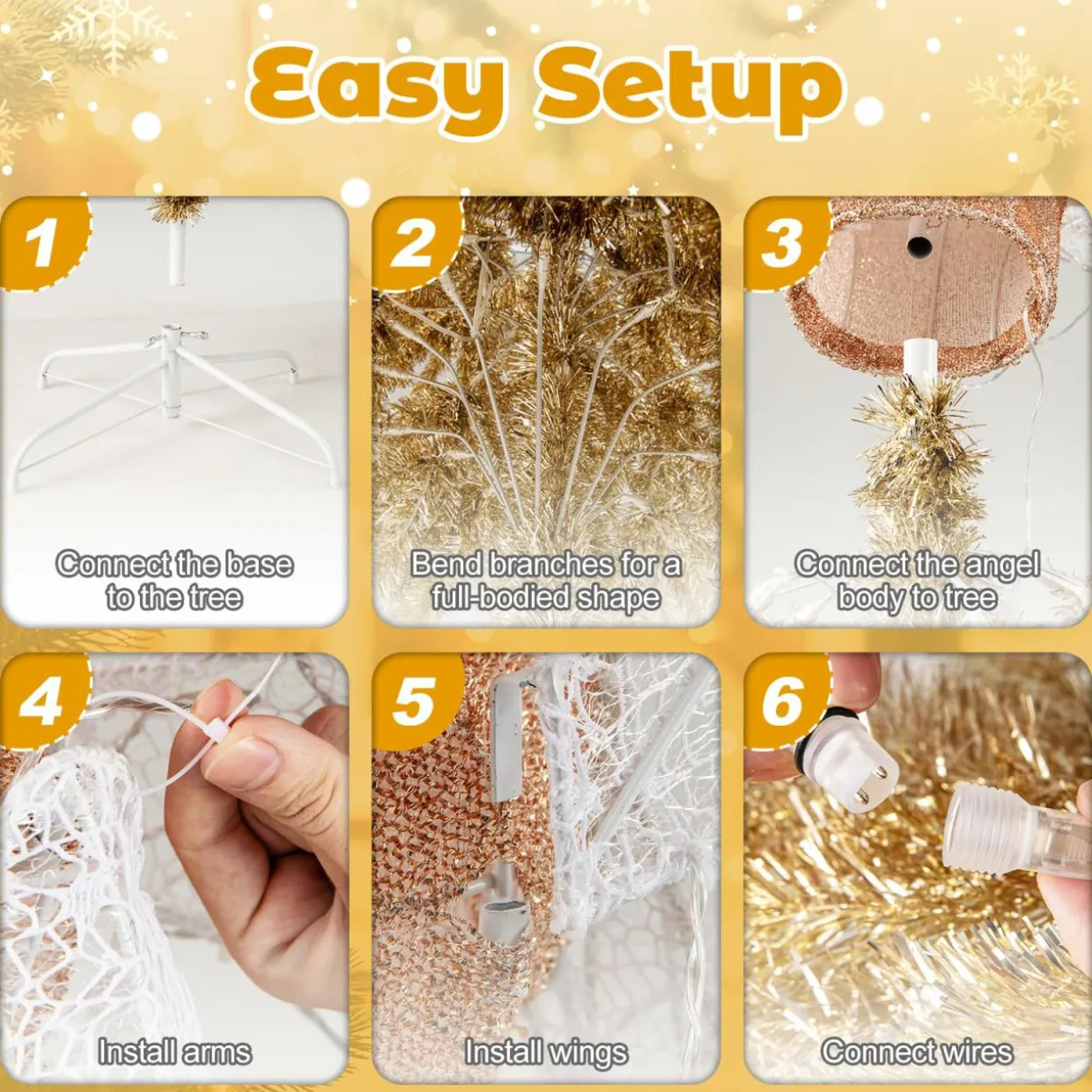 Tangkula 5.2 FT Lighted Angel with Christmas Tree Skirt