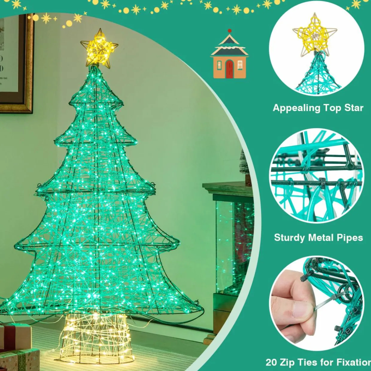 Tangkula 4 FT Lighted Artificial Christmas Tree