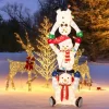 Tangkula 5.6 FT Lighted Christmas Stacked Snowmen Decoration