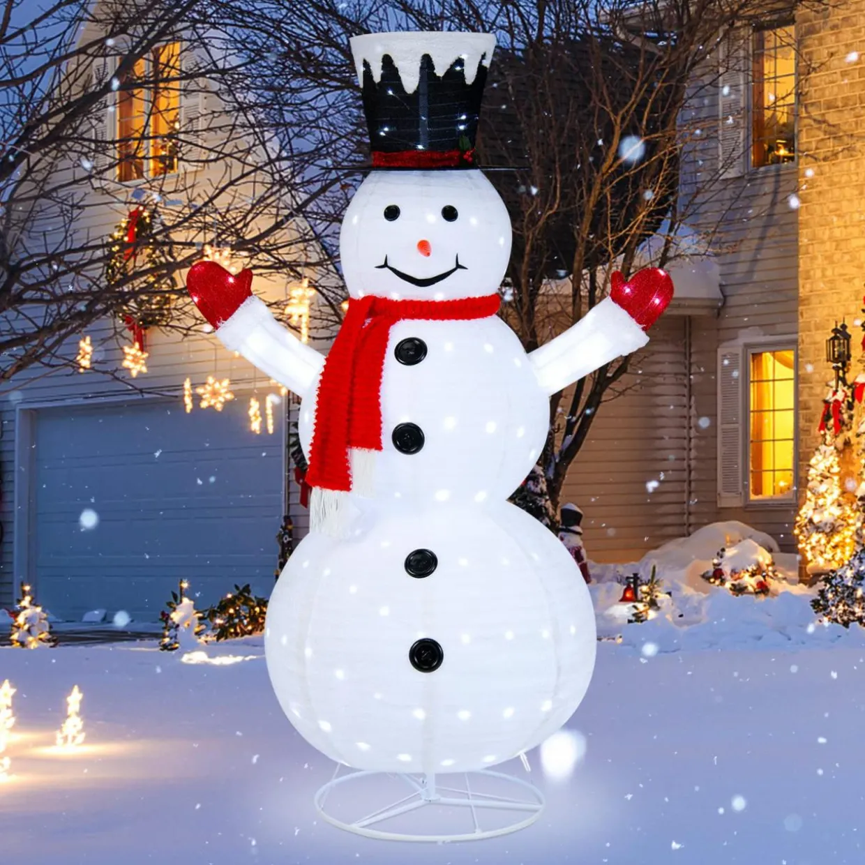 Tangkula 6 FT Lighted Christmas Snowman, Outdoor Pop-up Snowman Figure w/200 Lights