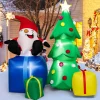 Tangkula 7 FT Lighted Christmas Inflatable Santa Claus & Christmas Tree with Gift Boxes
