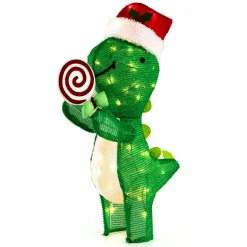 Tangkula 2.4 FT Lighted Christmas Dinosaur Decoration