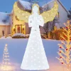 Tangkula 5 FT Lighted Christmas Angel, Light-up Winged Xmas Angel with 150 LED Lights, Zip Ties & Ground Stakes