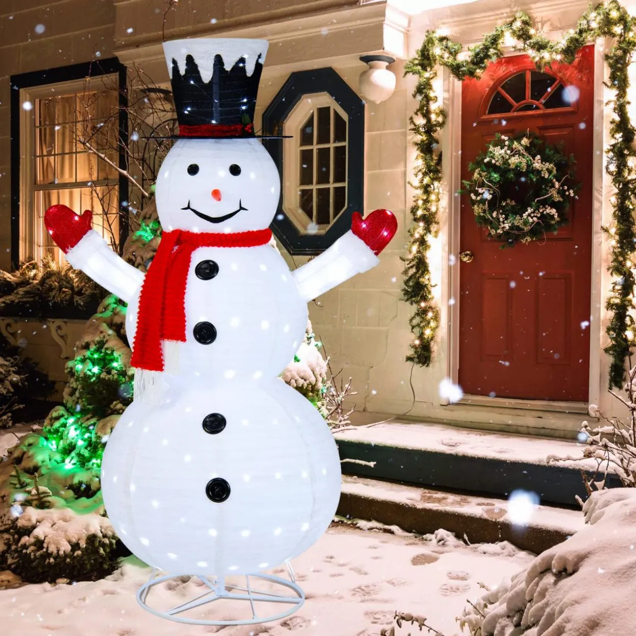 Tangkula 6 FT Lighted Christmas Snowman, Outdoor Pop-up Snowman Figure w/200 Lights