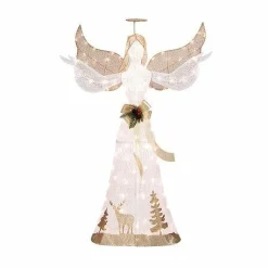Tangkula 5 FT Lighted Christmas Angel, Outdoor Pre-lit 3D Glittered Angel with 100 Warm White Lights