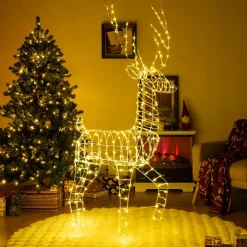 Tangkula 6 FT Lighted Christmas Reindeer, 3D Buck Xmas Decoration with 300 Warm White LED Lights