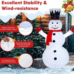 Tangkula 6 FT Lighted Christmas Snowman, Outdoor Pop-up Snowman Figure w/200 Lights