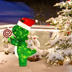 Tangkula 2.4 FT Lighted Christmas Dinosaur Decoration