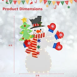 Tangkula 4 FT Lighted Christmas Snowman, Lighted Standing Snowman Sign