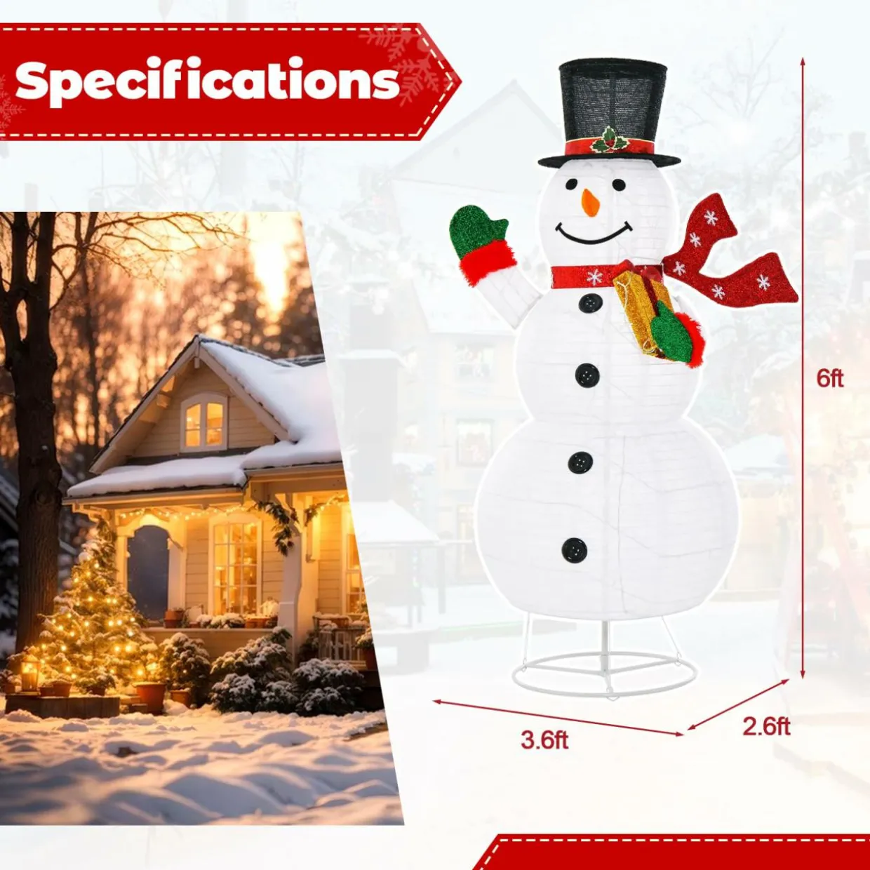 Tangkula 6 FT Lighted Christmas Snowman