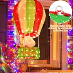 Tangkula 4.5 FT Lighted Christmas Santa Claus with Hot Air Balloon
