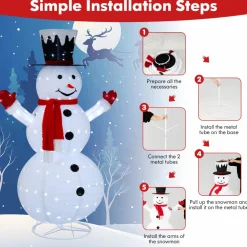 Tangkula 6 FT Lighted Christmas Snowman, Outdoor Pop-up Snowman Figure w/200 Lights