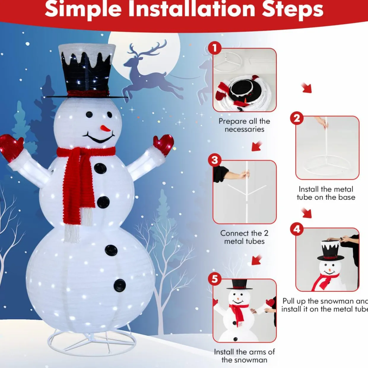 Tangkula 6 FT Lighted Christmas Snowman, Outdoor Pop-up Snowman Figure w/200 Lights