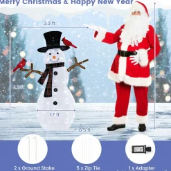 Tangkula 4.2 FT Lighted Christmas Snowman with Redbirds