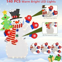 Tangkula 4 FT Lighted Christmas Snowman, Lighted Standing Snowman Sign