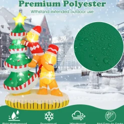 Tangkula 7 FT Lighted Christmas Inflatable Gingerbread Men Climbing Christmas Tree with LED Lights & Built-in Fan