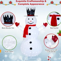 Tangkula 6 FT Lighted Christmas Snowman, Outdoor Pop-up Snowman Figure w/200 Lights