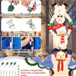 Tangkula 5.6 FT Lighted Christmas Stacked Snowmen Decoration