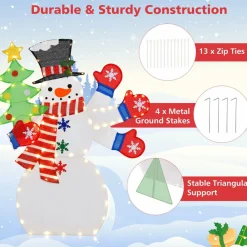 Tangkula 4 FT Lighted Christmas Snowman, Lighted Standing Snowman Sign