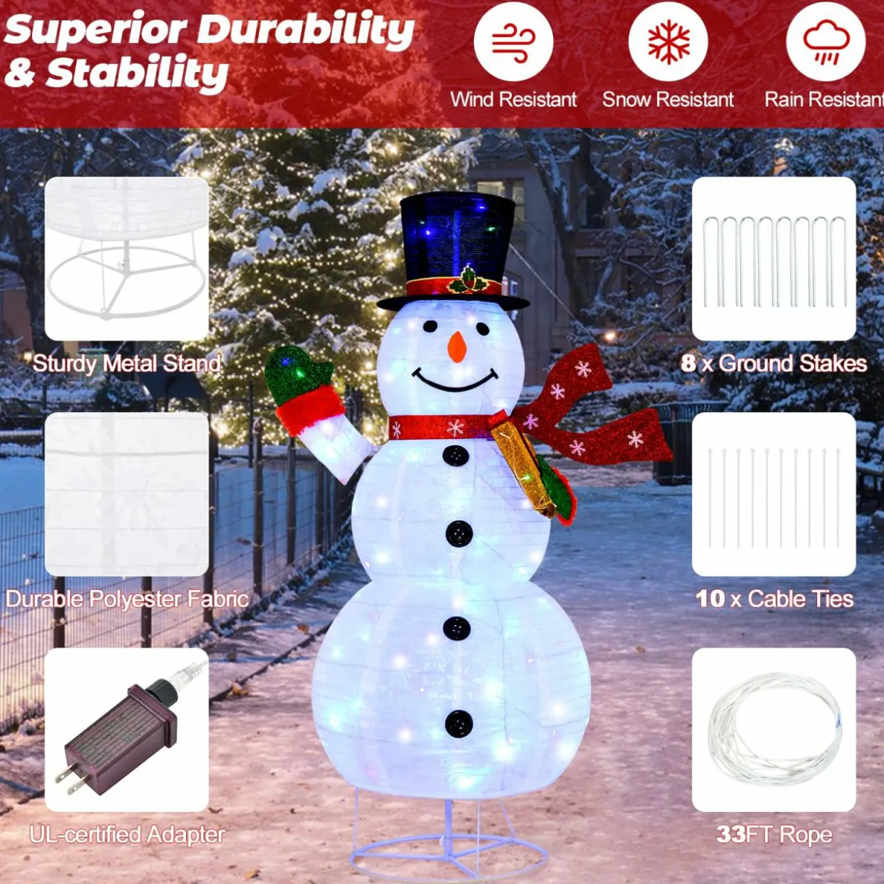 Tangkula 6 FT Lighted Christmas Snowman
