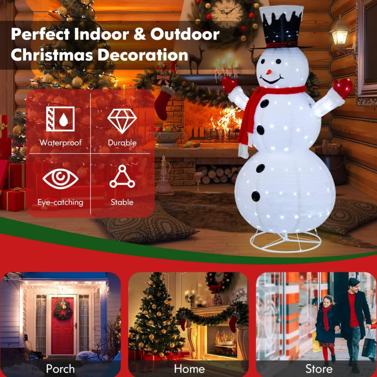 Tangkula 6 FT Lighted Christmas Snowman, Outdoor Pop-up Snowman Figure w/200 Lights