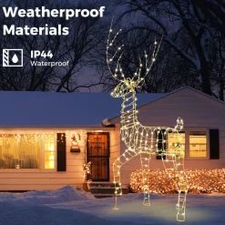 Tangkula 6 FT Lighted Christmas Reindeer, 3D Buck Xmas Decoration with 300 Warm White LED Lights