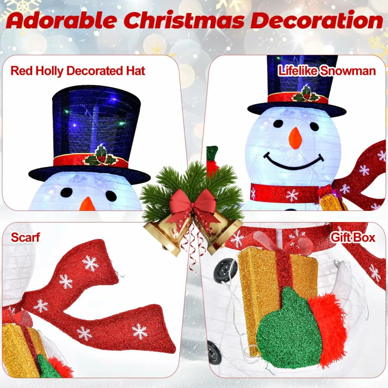 Tangkula 6 FT Lighted Christmas Snowman