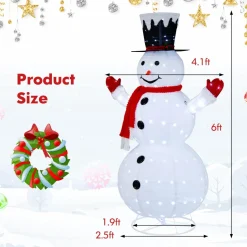Tangkula 6 FT Lighted Christmas Snowman, Outdoor Pop-up Snowman Figure w/200 Lights