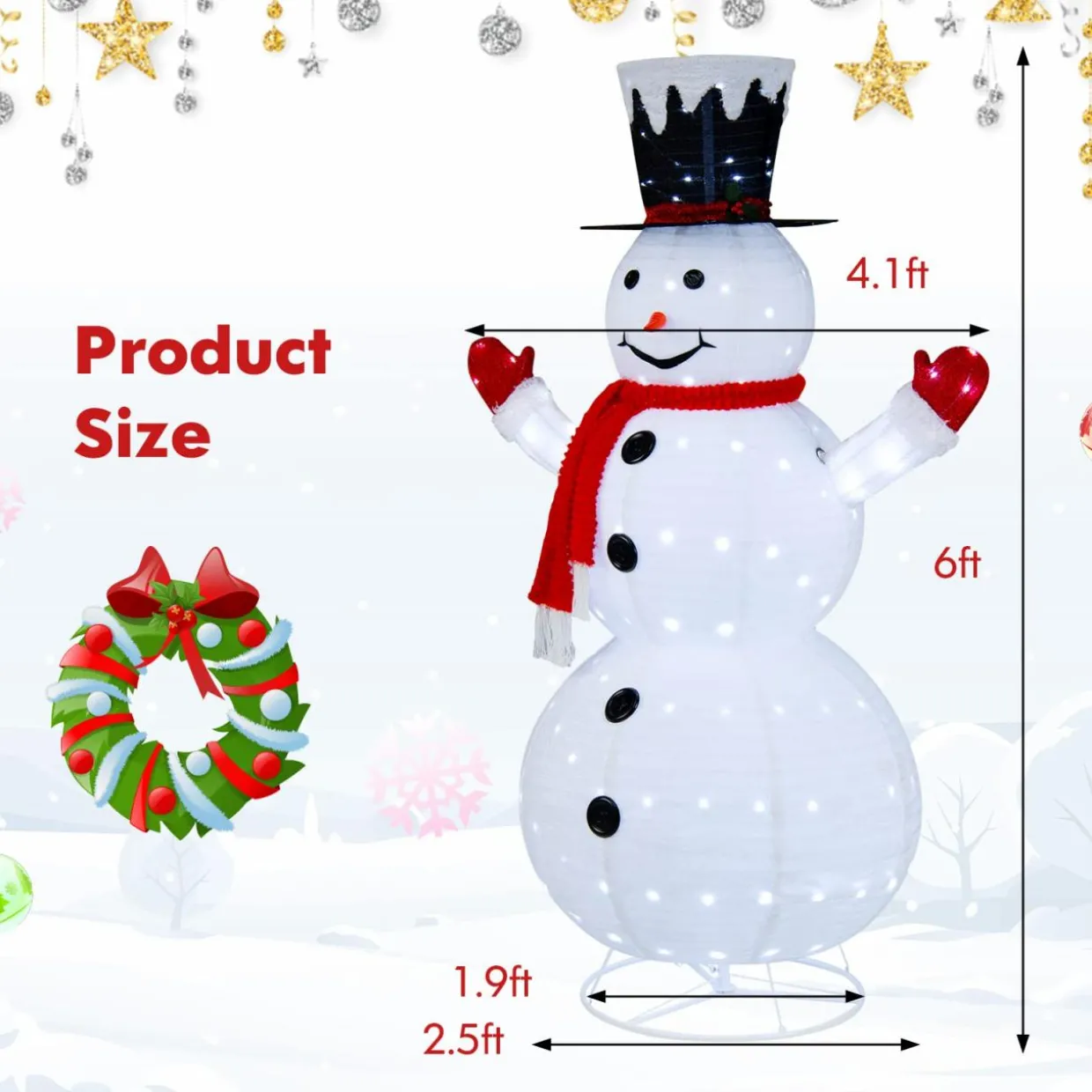 Tangkula 6 FT Lighted Christmas Snowman, Outdoor Pop-up Snowman Figure w/200 Lights