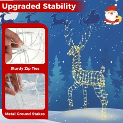 Tangkula 6 FT Lighted Christmas Reindeer, 3D Buck Xmas Decoration with 300 Warm White LED Lights