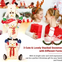Tangkula 5.6 FT Lighted Christmas Stacked Snowmen Decoration