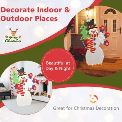 Tangkula 4 FT Lighted Christmas Snowman, Lighted Standing Snowman Sign