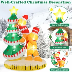Tangkula 7 FT Lighted Christmas Inflatable Gingerbread Men Climbing Christmas Tree with LED Lights & Built-in Fan