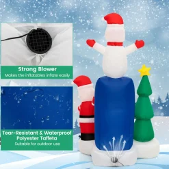 Tangkula 6 FT Lighted Christmas Inflatable Mailbox Santa Claus Snowman Christmas Tree Decoration with Built-in LED Lights