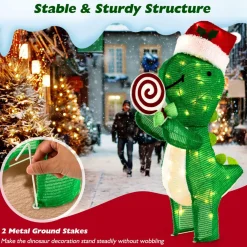 Tangkula 2.4 FT Lighted Christmas Dinosaur Decoration