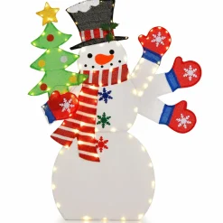 Tangkula 4 FT Lighted Christmas Snowman, Lighted Standing Snowman Sign