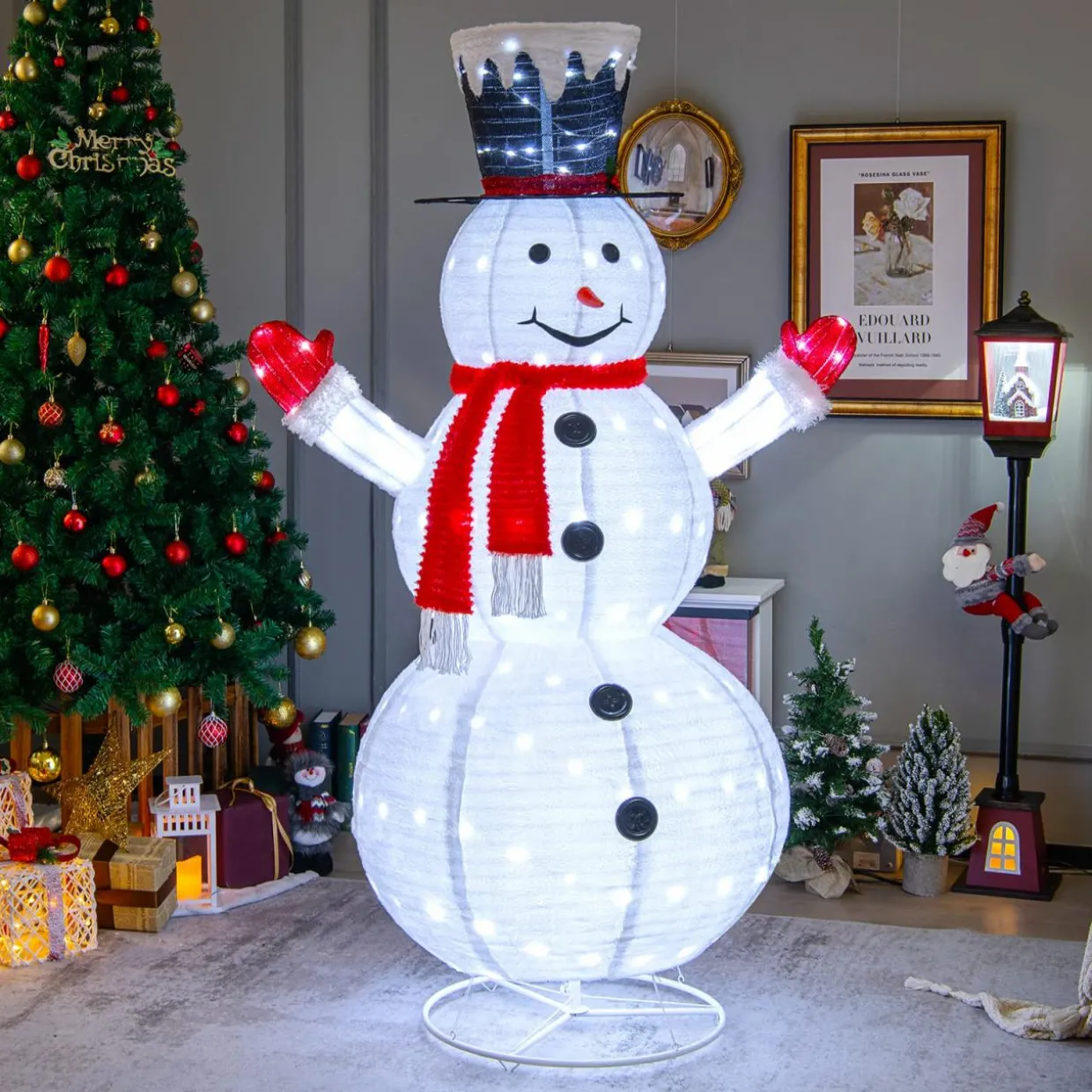 Tangkula 6 FT Lighted Christmas Snowman, Outdoor Pop-up Snowman Figure w/200 Lights