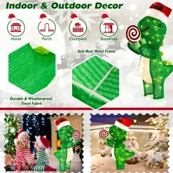 Tangkula 2.4 FT Lighted Christmas Dinosaur Decoration