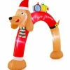 Tangkula 10 FT Lighted Inflatable Christmas Dachshund Arch, Blow Up Christmas Arch w/LEDs & Built-in Air Blower