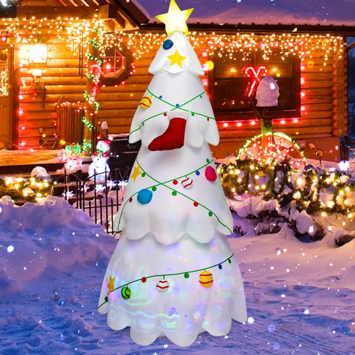 Tangkula 8 FT Lighted Inflatable Christmas Tree
