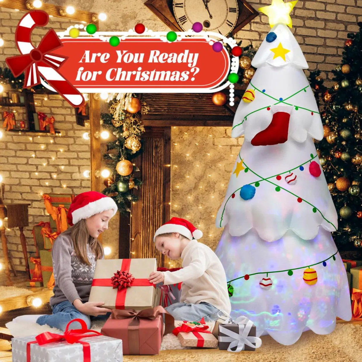 Tangkula 8 FT Lighted Inflatable Christmas Tree