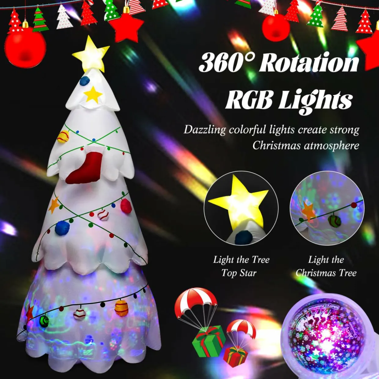 Tangkula 8 FT Lighted Inflatable Christmas Tree