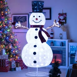 Tangkula 6 FT Lighted Pop-Up Christmas Snowman, Indoor Outdoor Christmas Decoration with 180 Pre-Lit LED Lights