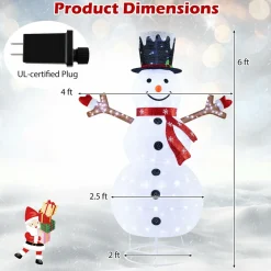 Tangkula 6 FT Lighted Pop-Up Christmas Snowman, Indoor Outdoor Christmas Decoration with 180 Pre-Lit LED Lights